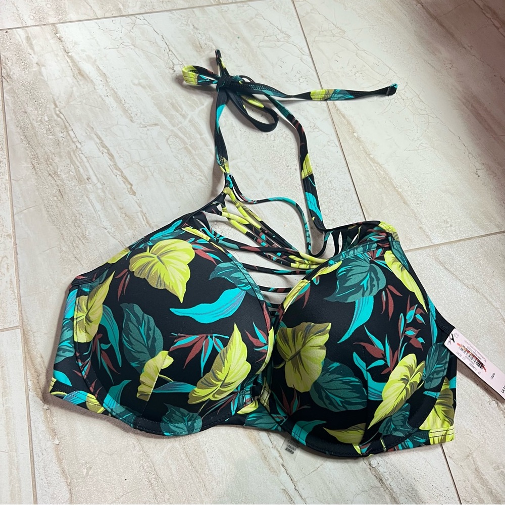 Victorias Secret Swim Floral Sexy Tee High Neck NWT 32DD